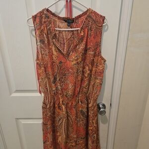 Lauren Ralph Lauren Vibrant Orange Paisley Midi Dress